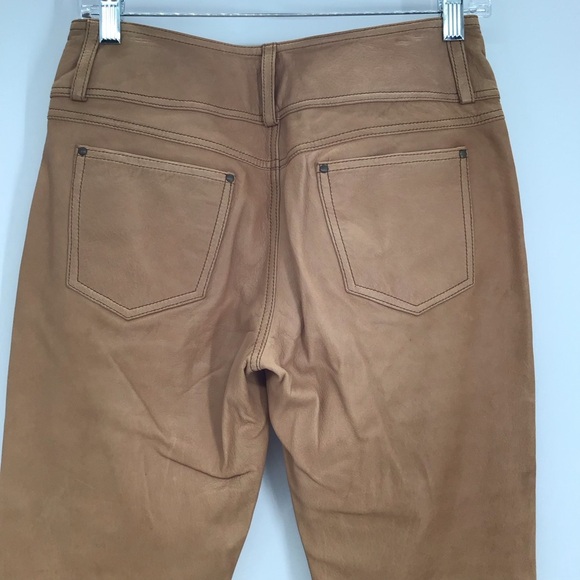 Cache Women’s Lamb Leather Boot-Cut Pants Casual Western Cowgirl Camel Size 2 - Picture 7 of 8